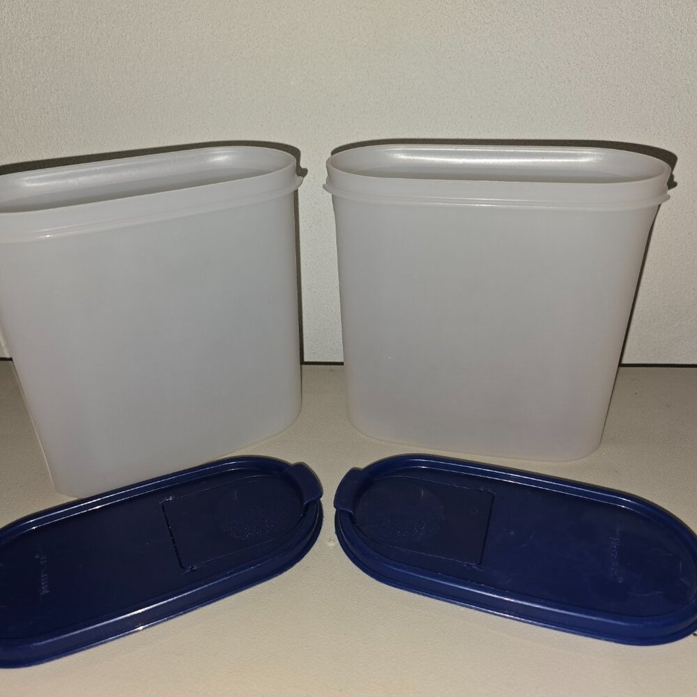Pair of Modular Mates Oval Tupperware Storage Containers with Flip Open Lids